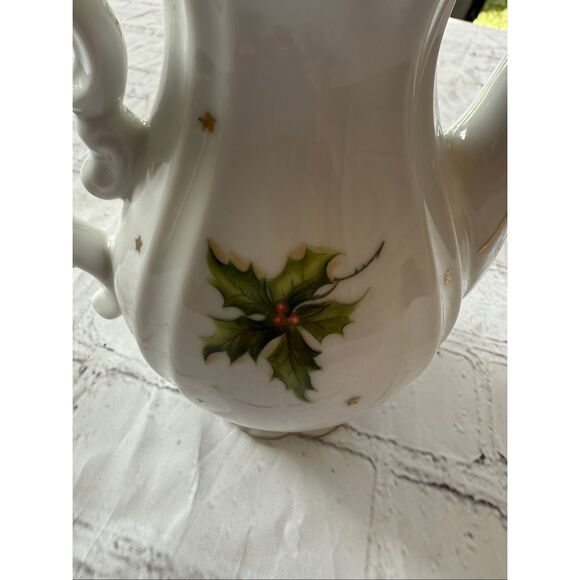Vintage Norcrest Fine China Merry Christmas Formal Teapot Holly Holiday Print - Picture 10 of 16